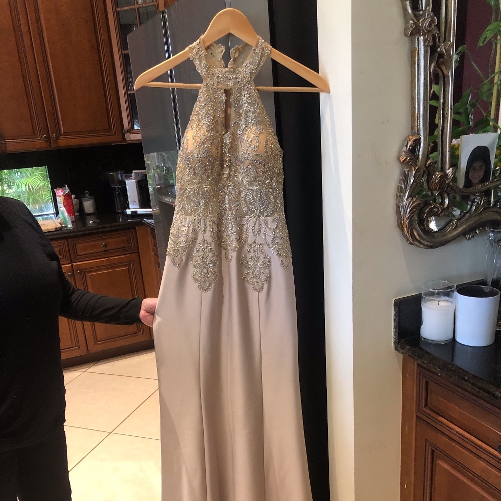 Long Evening Gown; Beaded and Embroidered